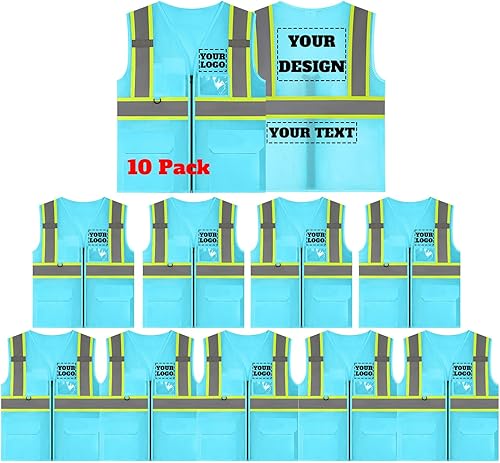 Miniatura 16 de Chaleco de seguridad reflectante de malla con logotipo personalizado con cremallera Chaleco de alta visibilidad para construcción al aire libre Ropa