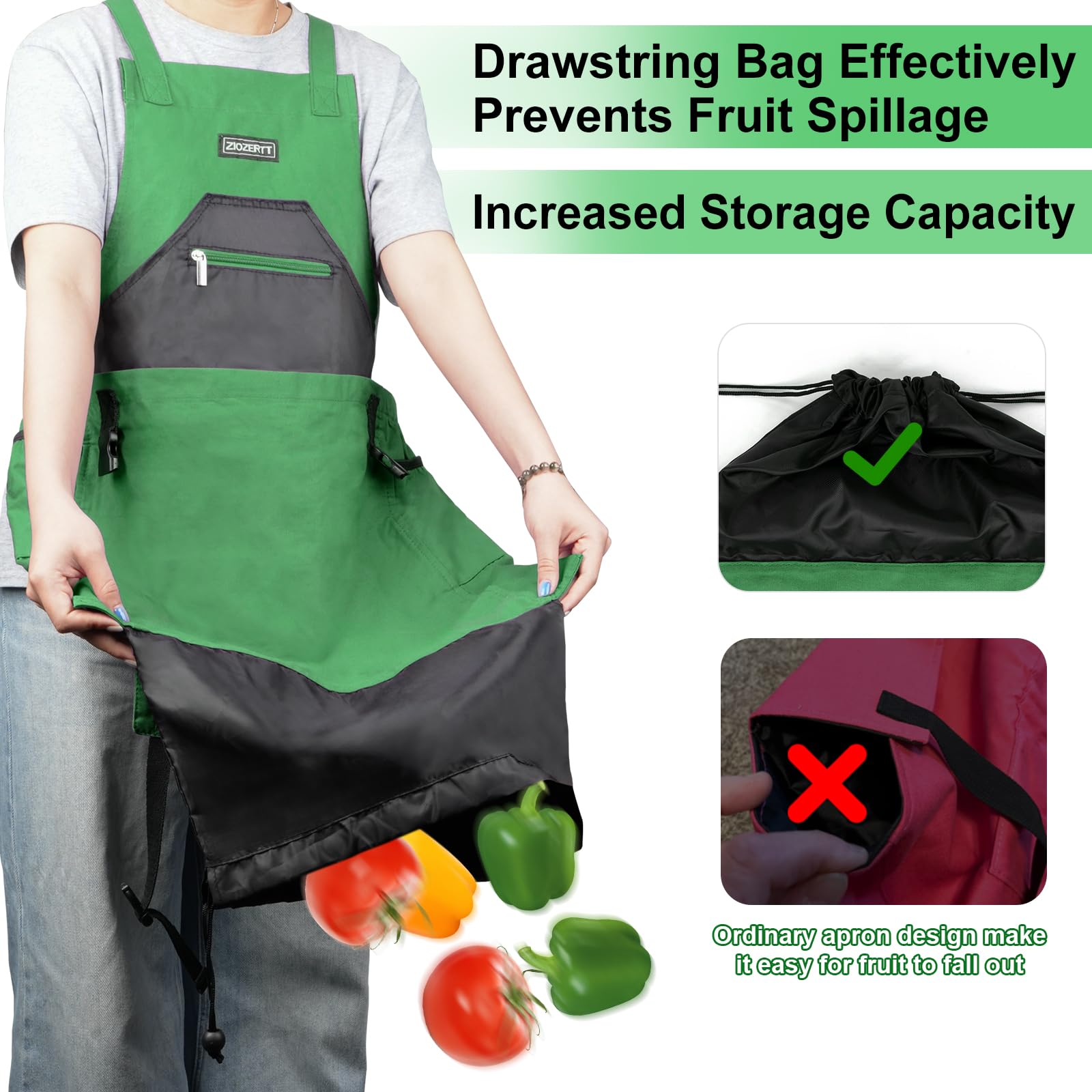 Gartenschürze, Ernte-Schürzen mit Taschen für Damen und Herren, Segeltuch, Gartengeschenke für Mutter, Papa