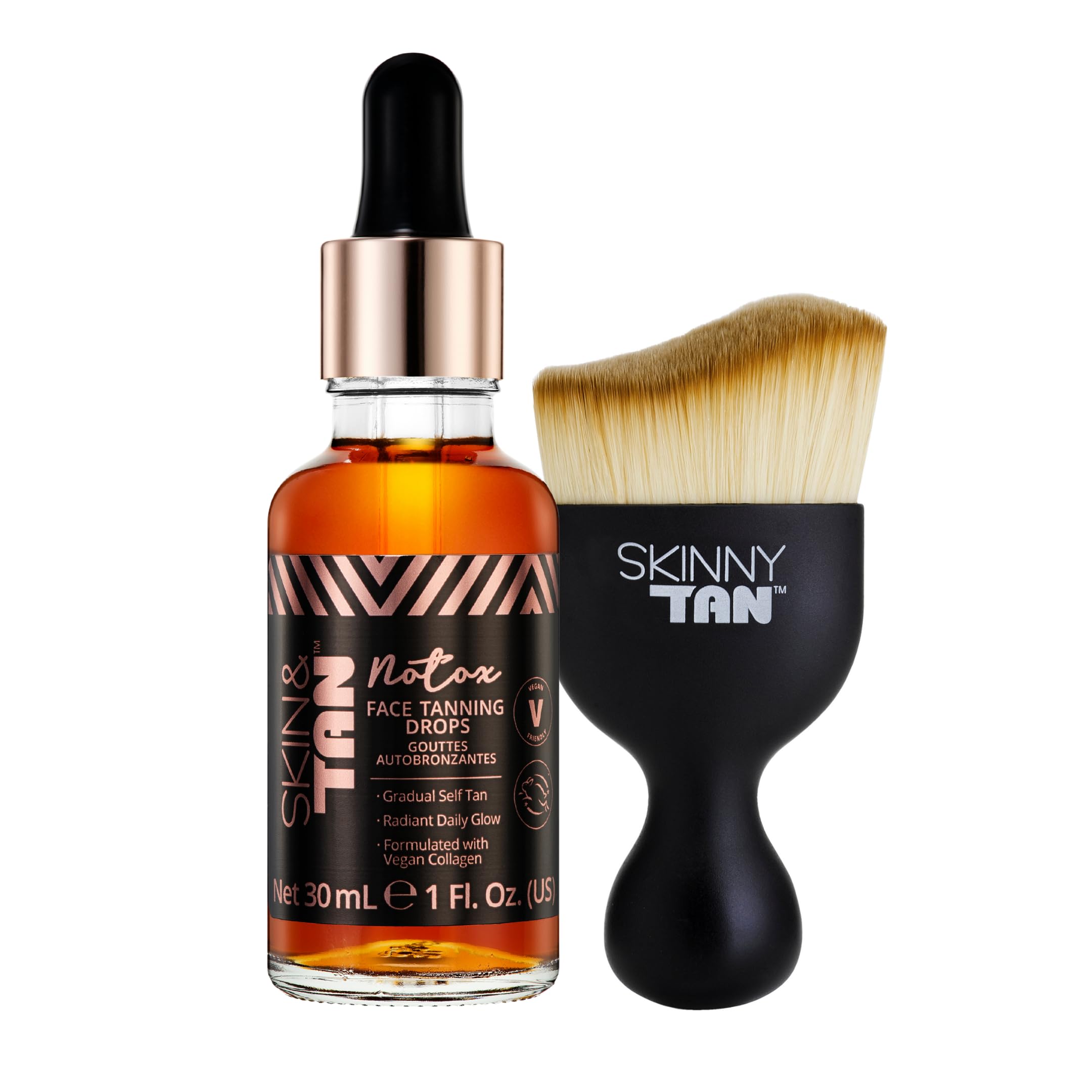 Skinny Tan Self-Tanning Face Drops, Customisable Self Tanner, Natural-Looking Fake Tan for Face