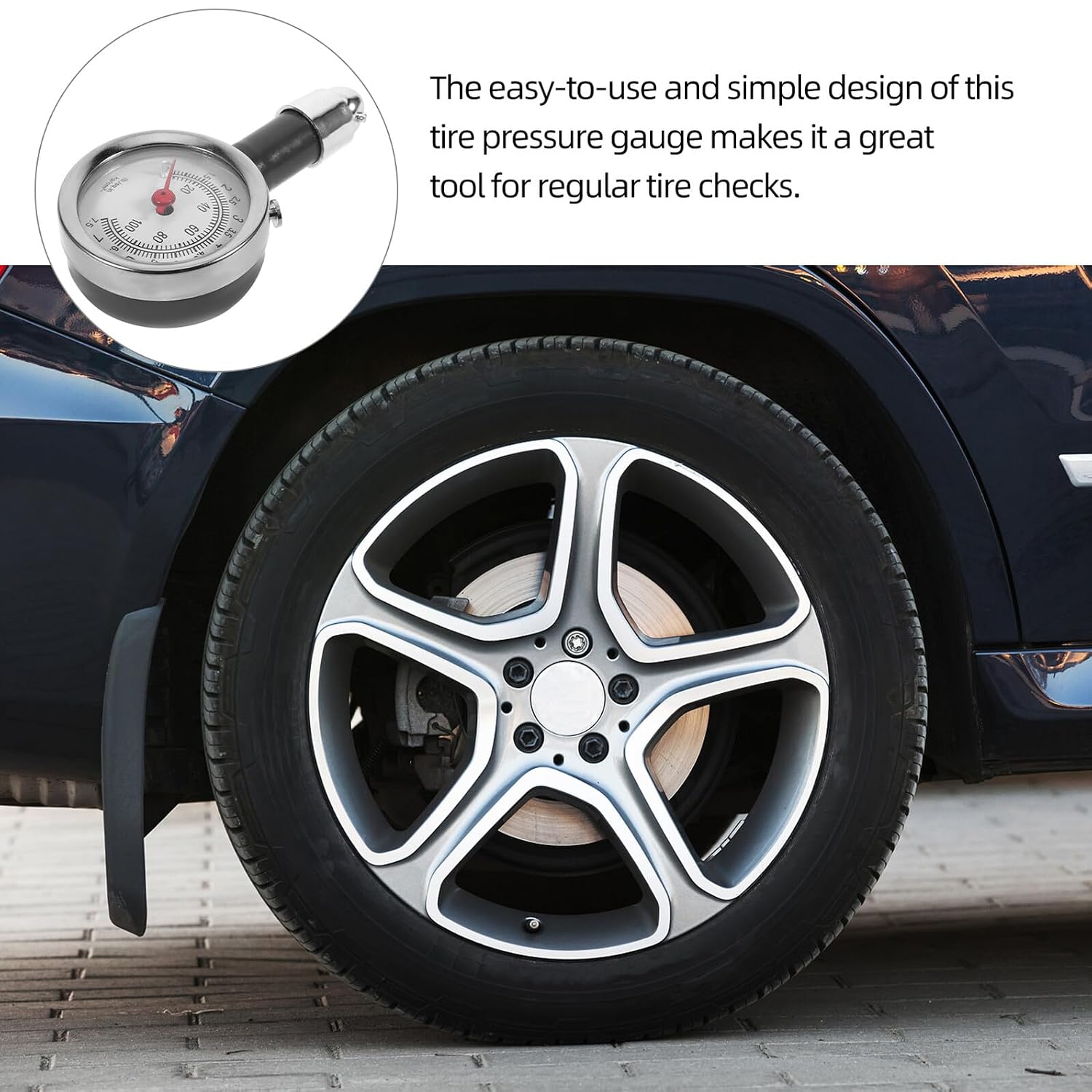 Car Tire Pressure Gauge Dial Type Straight Plastic Tester