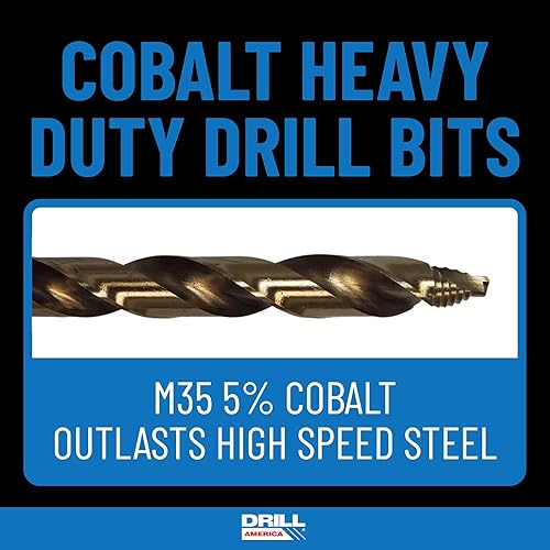 Miniatura 5 de Drill America GSC ZMGSC29J-PC - Kit brocas de cobalto de 29 piezas con punta escalonada, estuche redondo, acabado en óxido dorado para perforar