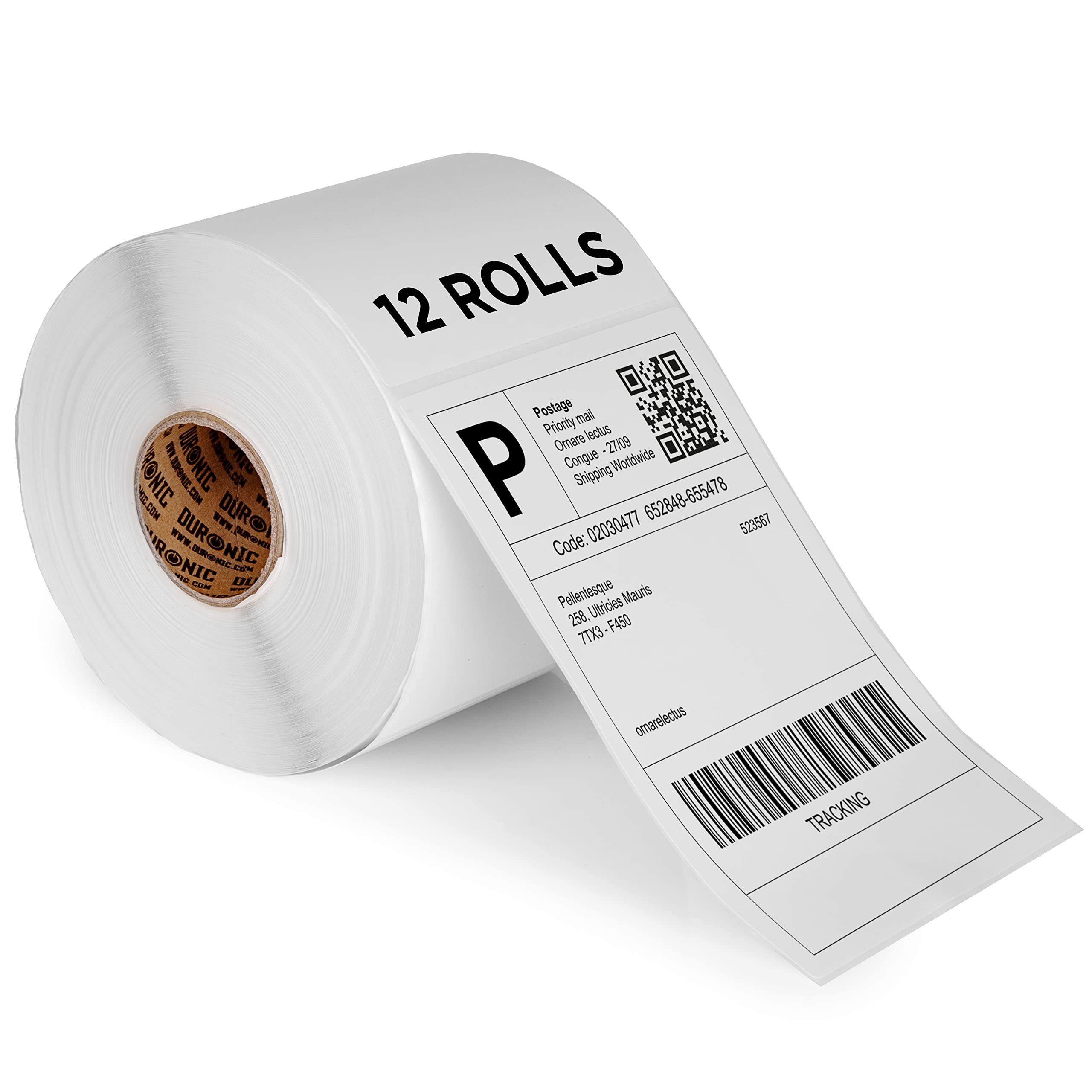 Duronic Thermal Labels LL4X6 (12 Rolls) SFP Seller Fulfilled Prime | 500x Label Roll | 102mmx152mm (6”x4”) | Grade A Adhesive Labels Print Address Labels for Packaging Envelopes | 12 Pack — image 1