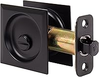 Vista 4 de Stone Harbor Hardware Cerradura de puerta de bolsillo cuadrada contemporánea, función de privacidad, fondo de 2-3/8 pulgadas, negro mate