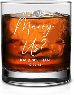 Best Officiant Ever Whiskey Glass – Wedding Gift from Bride and Groom Couple Proposal Thank You Present – Funny Will You Marry Us Keepsake for Ceremony Officiants Men Women Wedding Day Favor