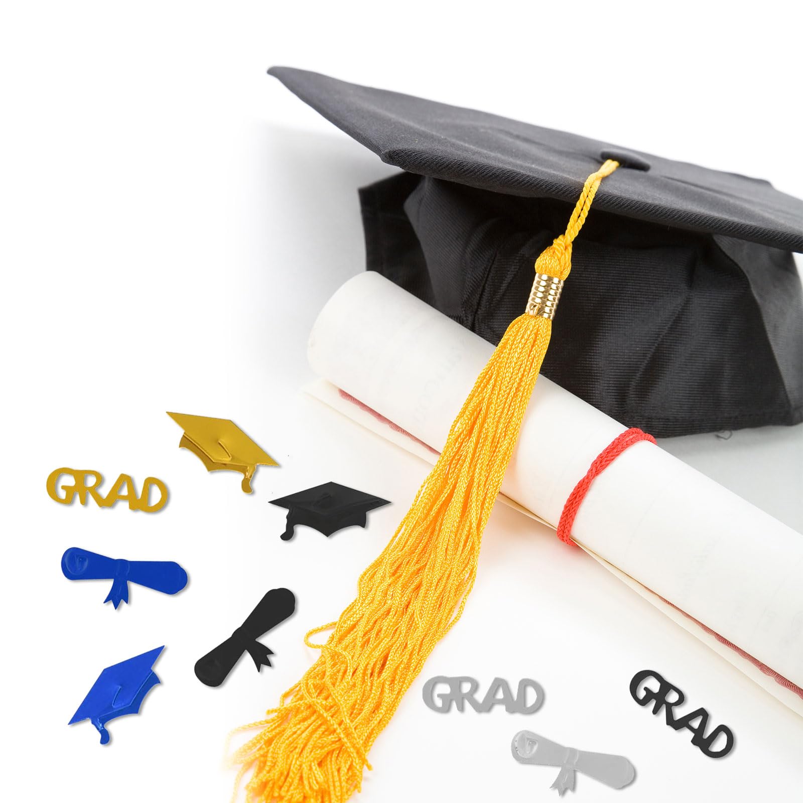 500 Coriandoli Brillantinati Per Laurea – Decorazione Festa In Blu, Oro, Argento, Con Motivi Di Laurea