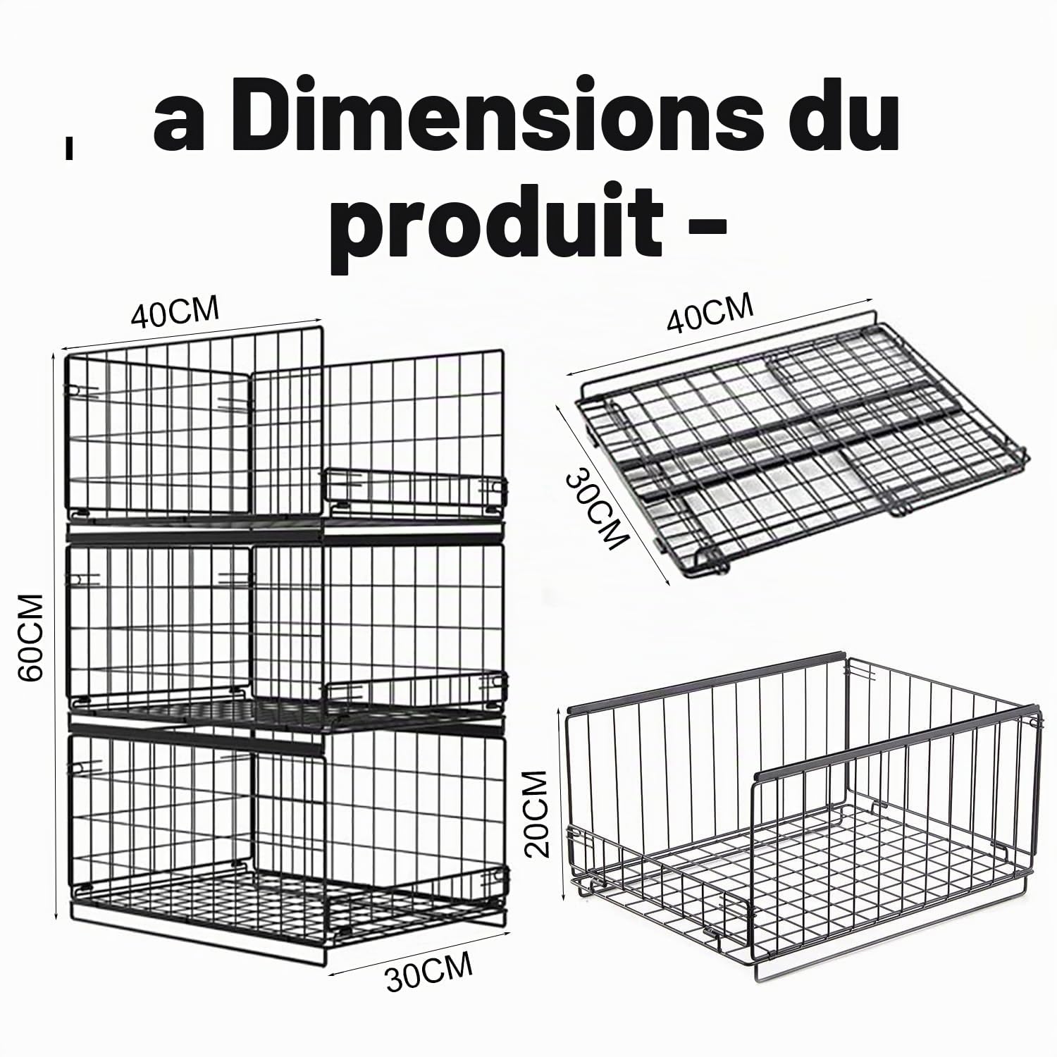 Lot de 6 Rangement Dressing，Organisateur Armoire vetement，Vetement Dressing Boîte de Rangements pour Armoire，Empilables Torganisateur Placard Vetement, Boite Coulissante et Pliante，Noir
