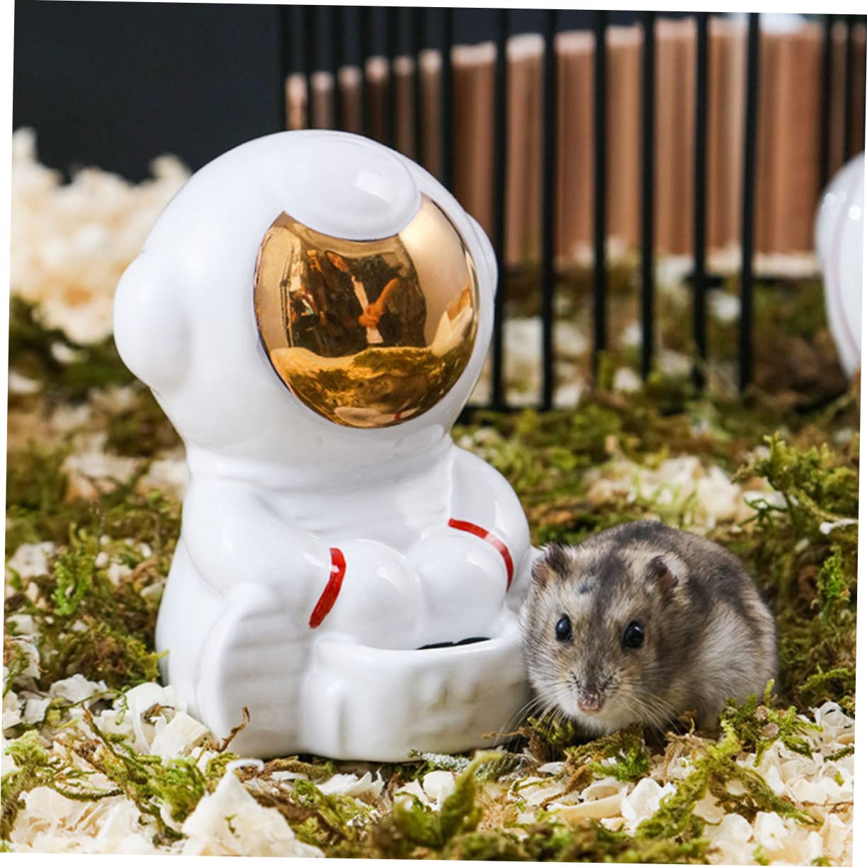 DOITOOL 1juego Accesorios para Hámster De Cerámica Tema Espacial Comedero Bebedero Astronauta Baño De y Escondite Forma De Cohete para Mascotas