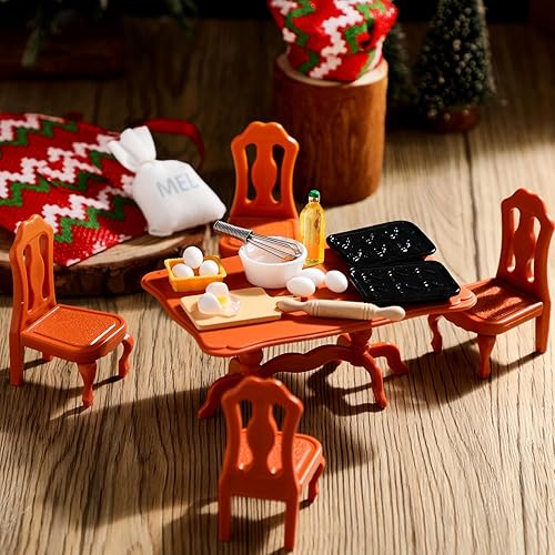 Miniatura 3 de Liliful El juego de 23 piezas de accesorios de muñeca de elfo de Navidad incluye delantal de panadero, sombreros de chef, rodillo, batidor, huevos,