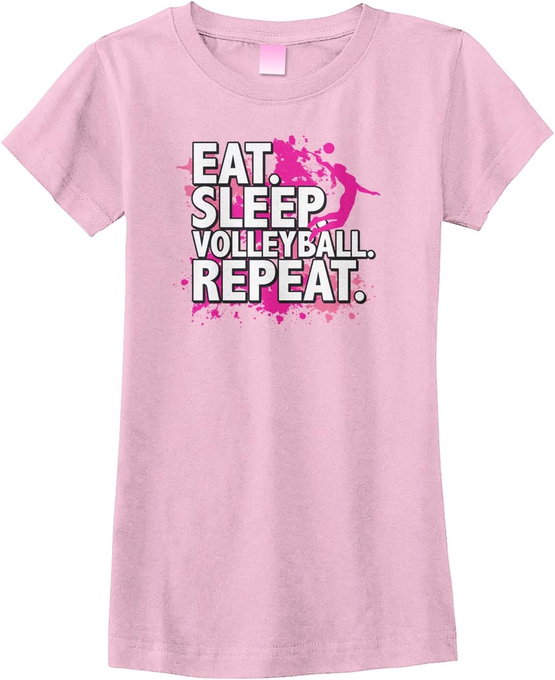 Threadrock Big Girls' Eat Sleep Volleyball Repeat Fitted T-Shirt