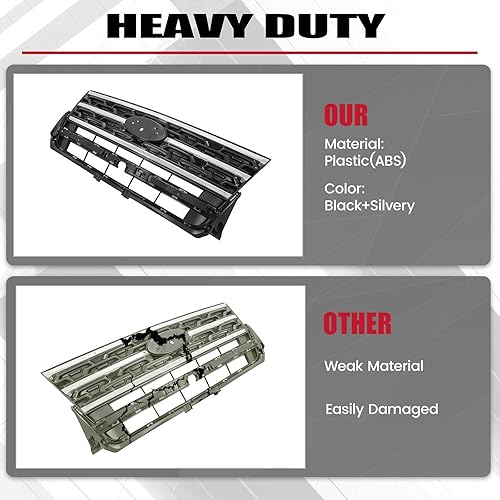 Miniatura 6 de HECASA Parrilla Delantera Compatible con Ford Explorer 2018-2019 Parachoques Delantero Superior Rejilla de Capó Cromada Negro y Plateado