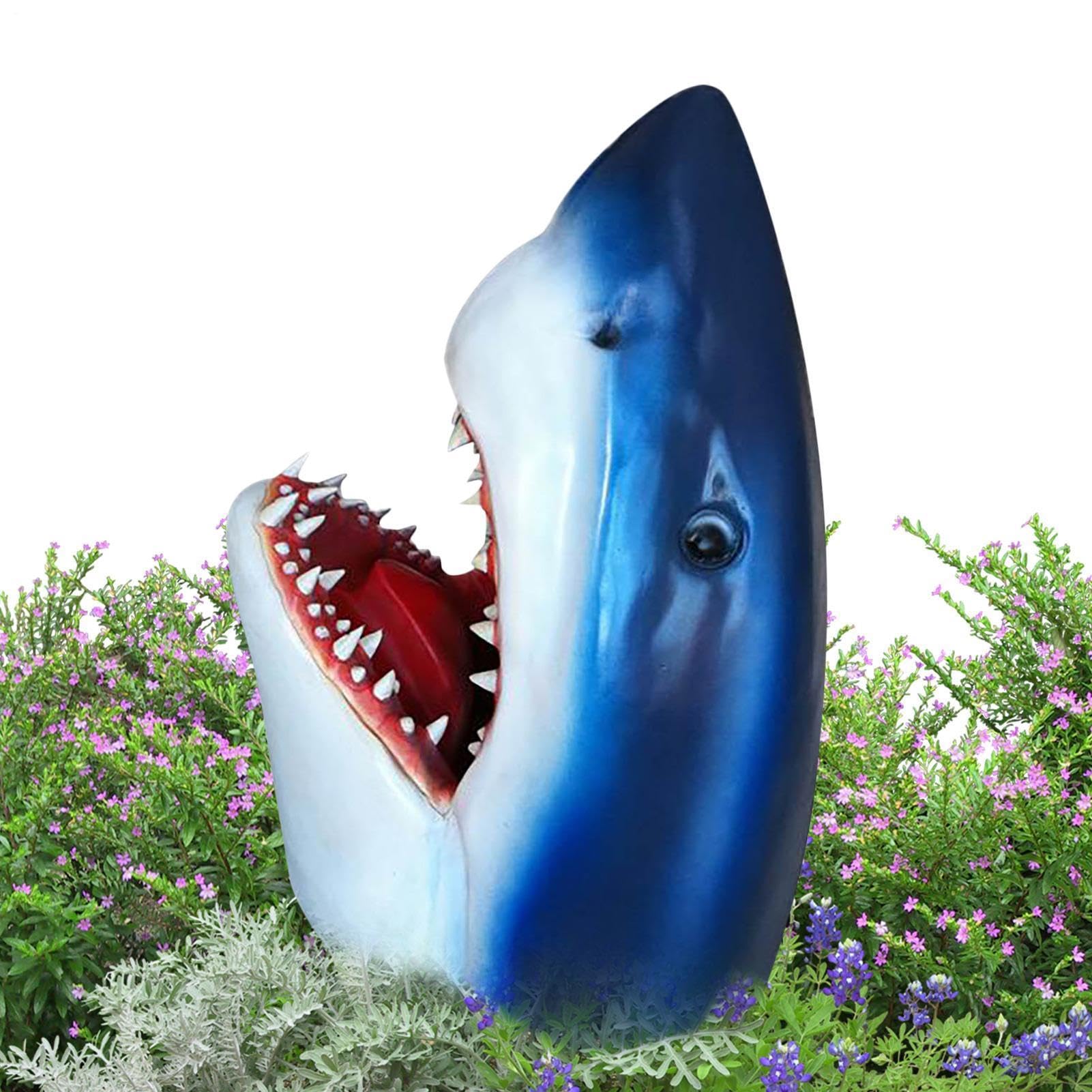 Décoration de requin de jardin 3D en résine pour pelouse et patio extérieur