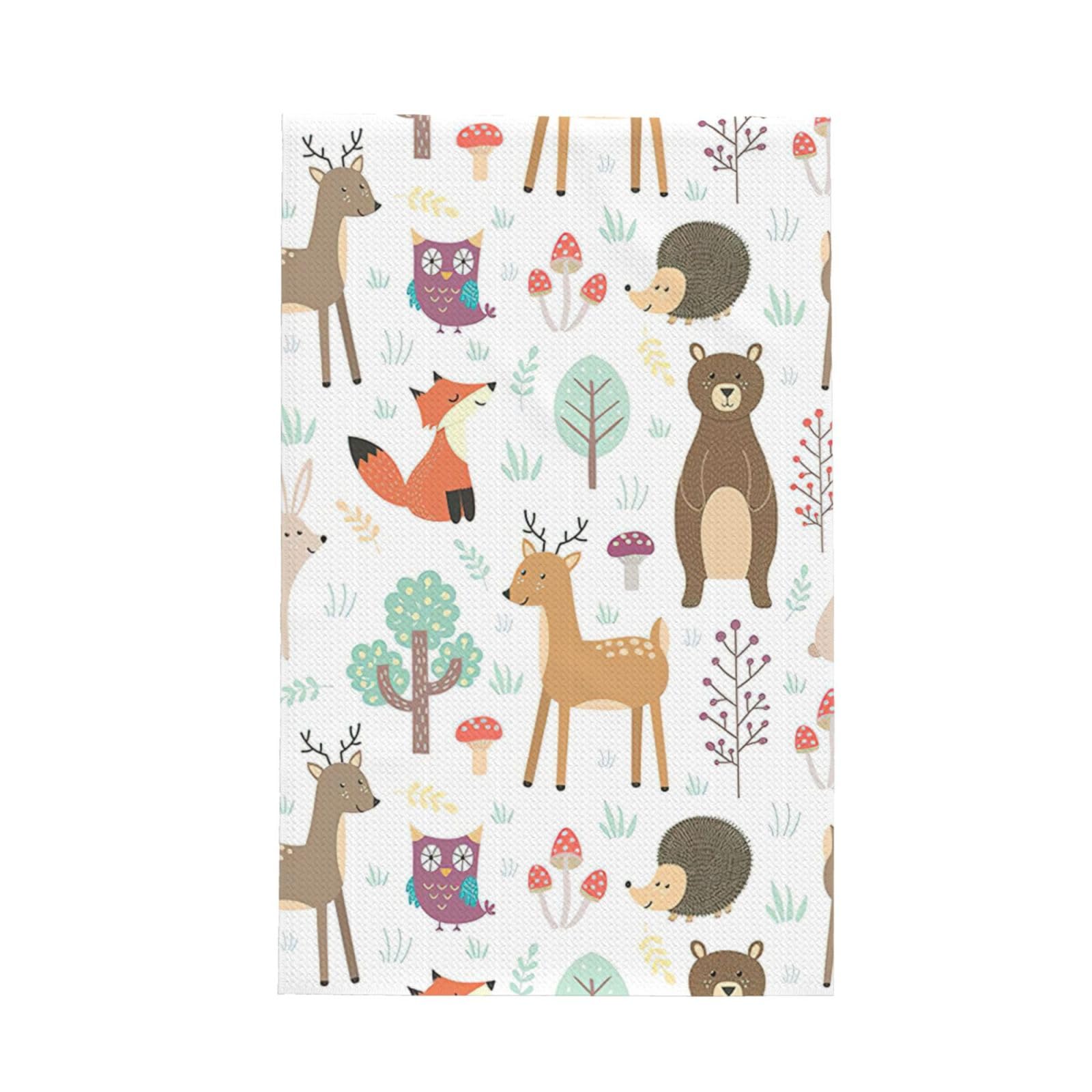 CKGODGF Animals Print Absorbent Waffle Dishcloths,Kitchen Towels With Hanging Loops,Tea Towels.