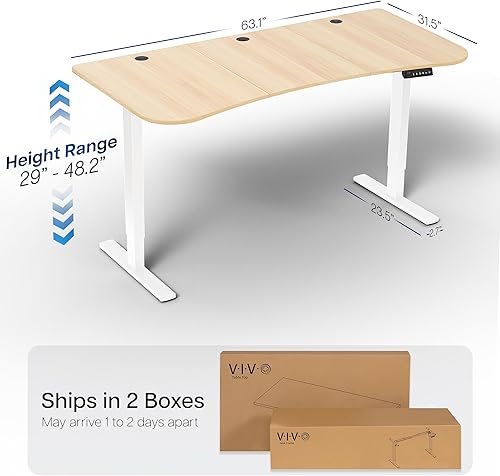 Vista 463 de VIVO DESK-KIT-1W6G - Escritorio eléctrico de pie de 60 x 24 pulgadas, ajuste de altura de memoria, serie 1B, parte superior de nogal oscuro de una