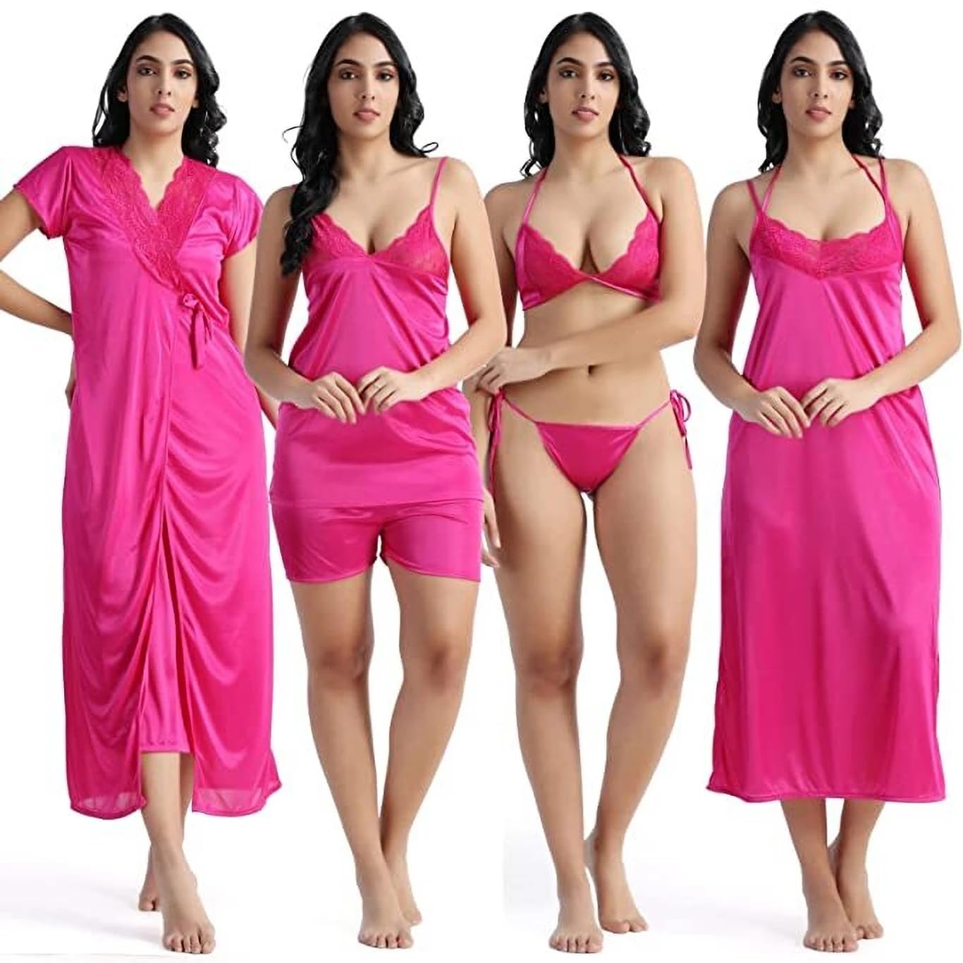 phkmall Women’s Nightwear Combo Pack of 6 | Nighty with Matching Robe | Comfortable Sleepwear Set-picture-47