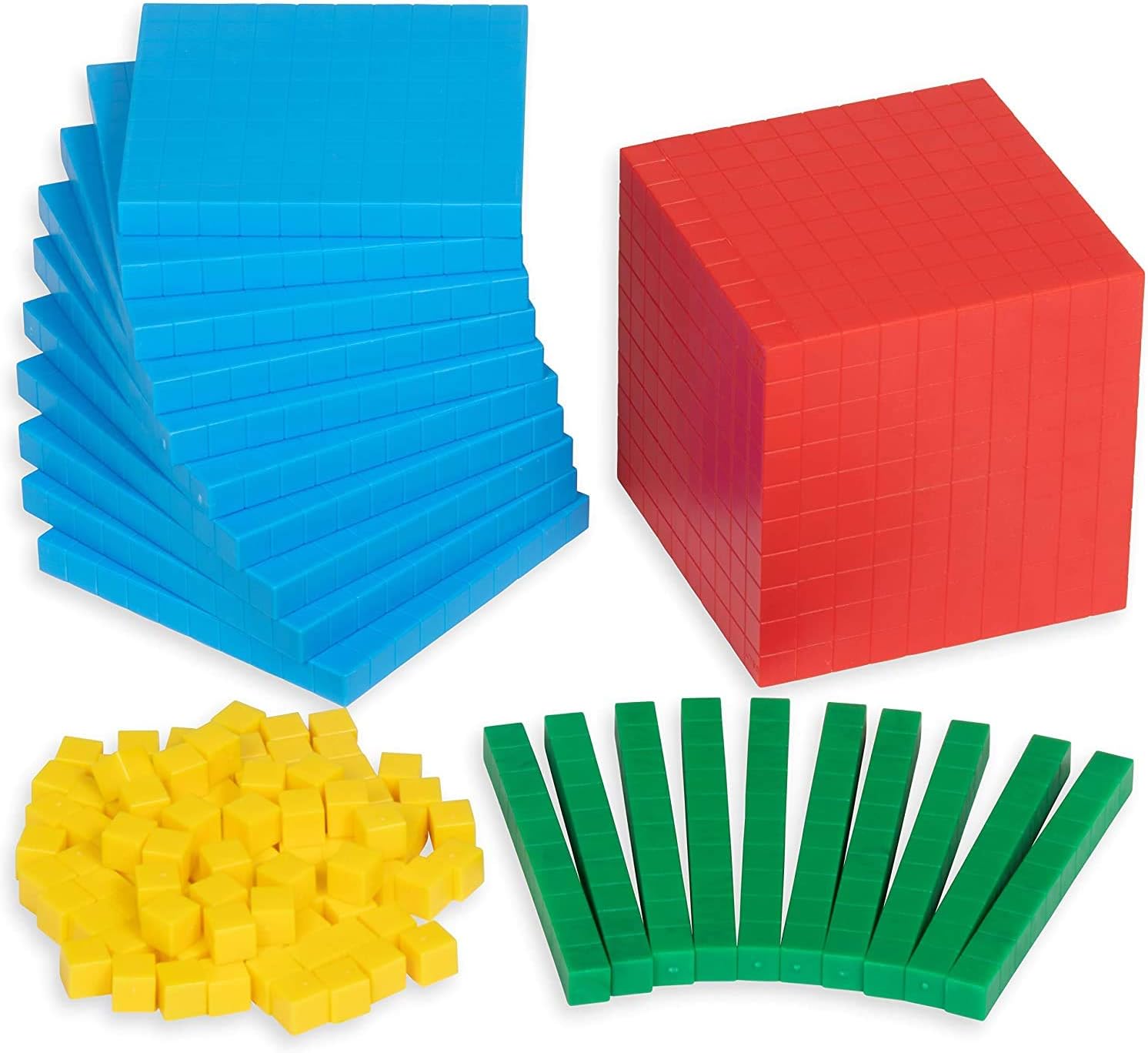 121 Pcs Base Ten Blocks - Place Value Blocks - Math Manipulatives For Elementary Classroom, Home Learning, Base 10 For 1St 2Nd 3Rd Grade With Place Value Matt (Multicolour)