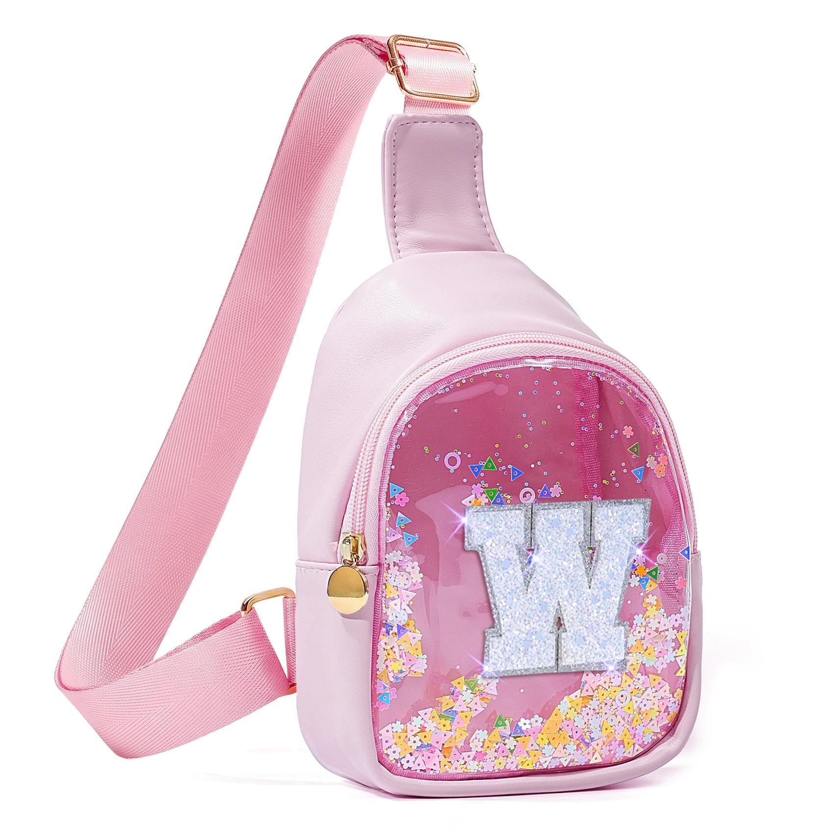 COSHAYSOO Pink Toddler Little Girls Purse 2 3 4 5 6 7 Year Old Kids Sling Bag Initial Crossbody Pouch, Stylish Trending Practical Useful Birthday Christmas Valentines Graduation Gifts Letter W