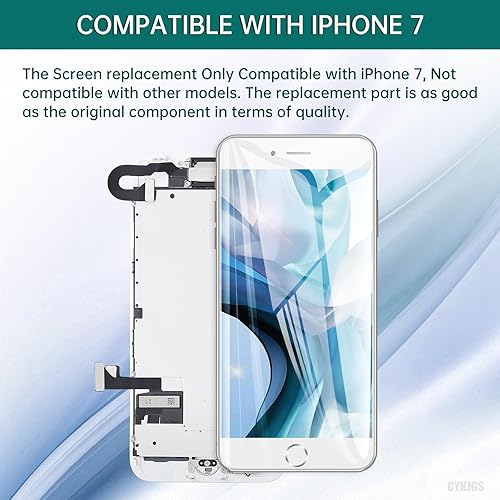 Miniatura 3 de Para iPhone 7 Reemplazo de pantalla blanca con botón de inicio 4.7 "Pantalla LCD táctil 3D digitalizador Asamblea completa con cámara frontal