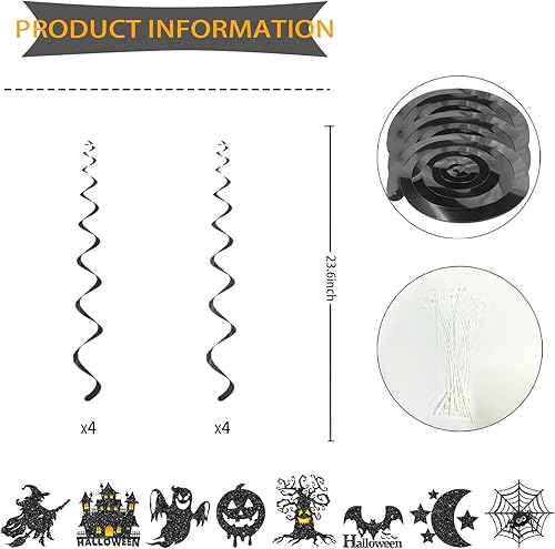 Miniatura 6 de Decoración de oficina de Halloween, con 1 pancarta de Halloween sin bricolaje y 8 decoraciones colgantes de Halloween y espiral, decoraciones de