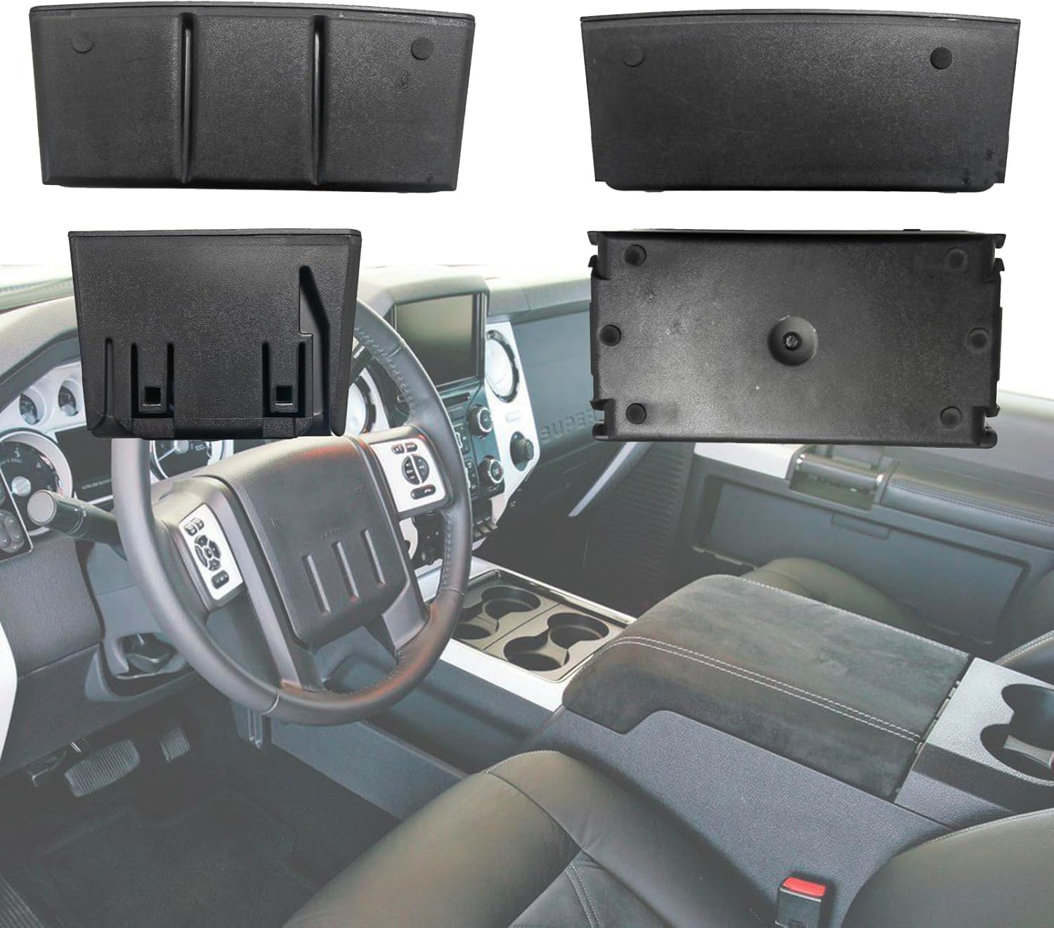 Front Center Console Cup Holder Insert Compatible with Ford F250 F350 F450 F550 Super Duty 2011-2015 Replaces BC3Z7813562AA BC3Z-7813562-AA