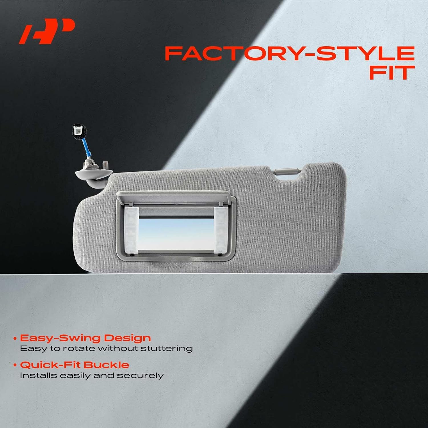 A-Premium Driver Left Side Sun Visor Compatible with Mazda RX-8 RX8 2004 2005 2006 2007 2008 - with Vanity Light, with Vanity Mirror, with Sunroof, Gray Color - Replaces FE016-9320G-77, FE016-9320F-77