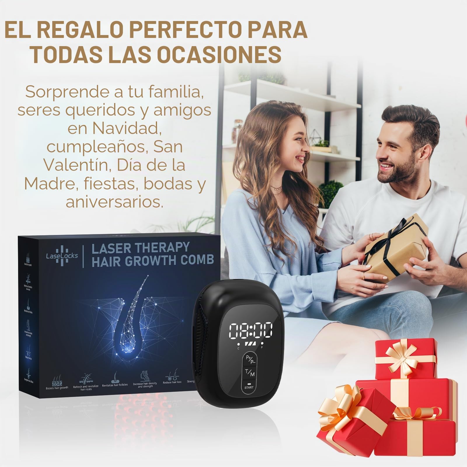 Peine Láser Crecimiento Cabello,Peine Tratamiento para Crecimiento Cabello Aprobado FDA para Hombres,Mujeres,Terapia Luz Roja Estimula Activación Folículo Piloso,Revertir Adelgazamiento Cabello