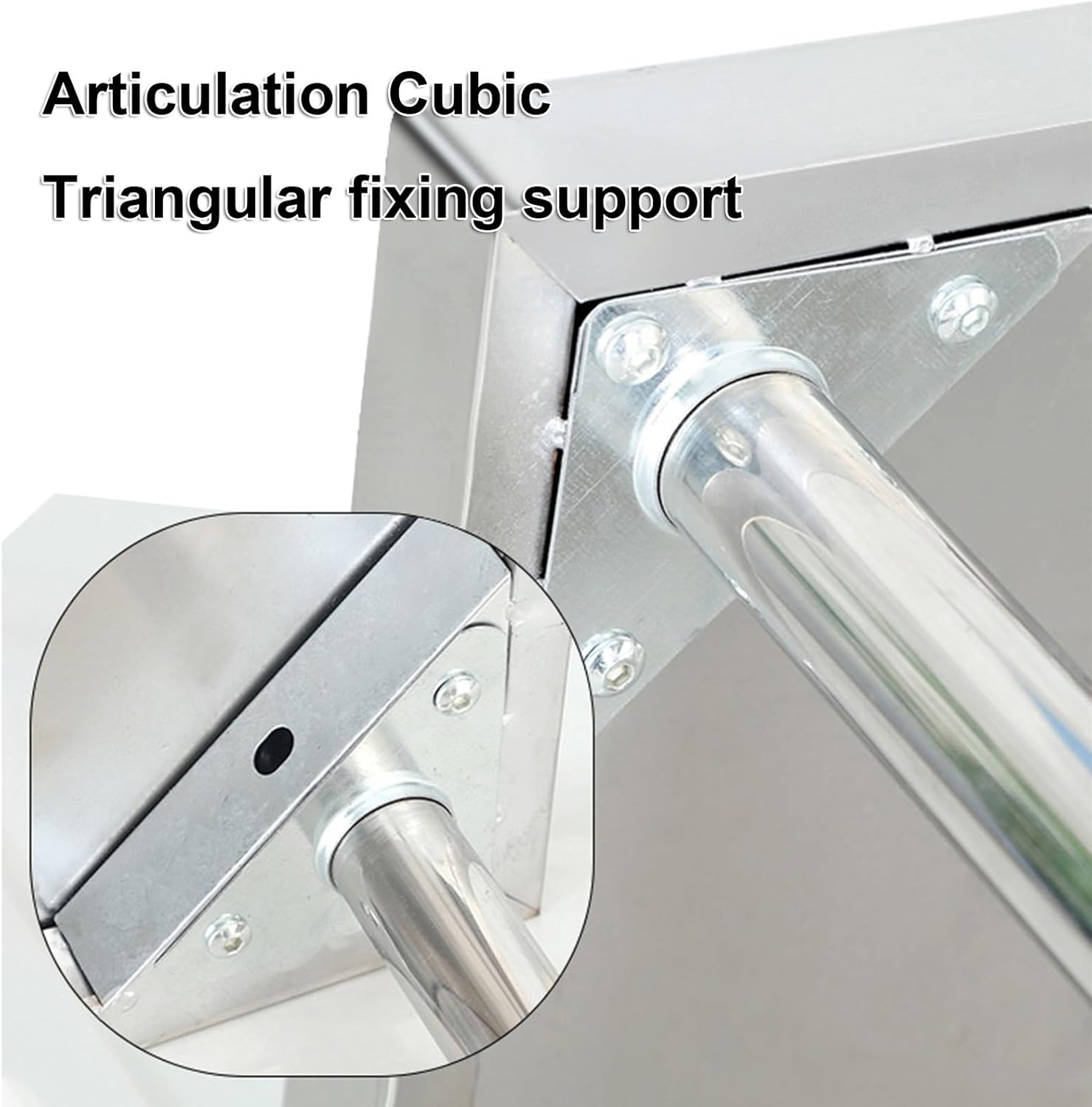 Triple Kitchen Workbench Stainless Steel Commercial Preparation Table Multifunctional Open Storage Shelf Three-dimensional Triangular Fixing Solid Metal Table with Adjustable Feet
