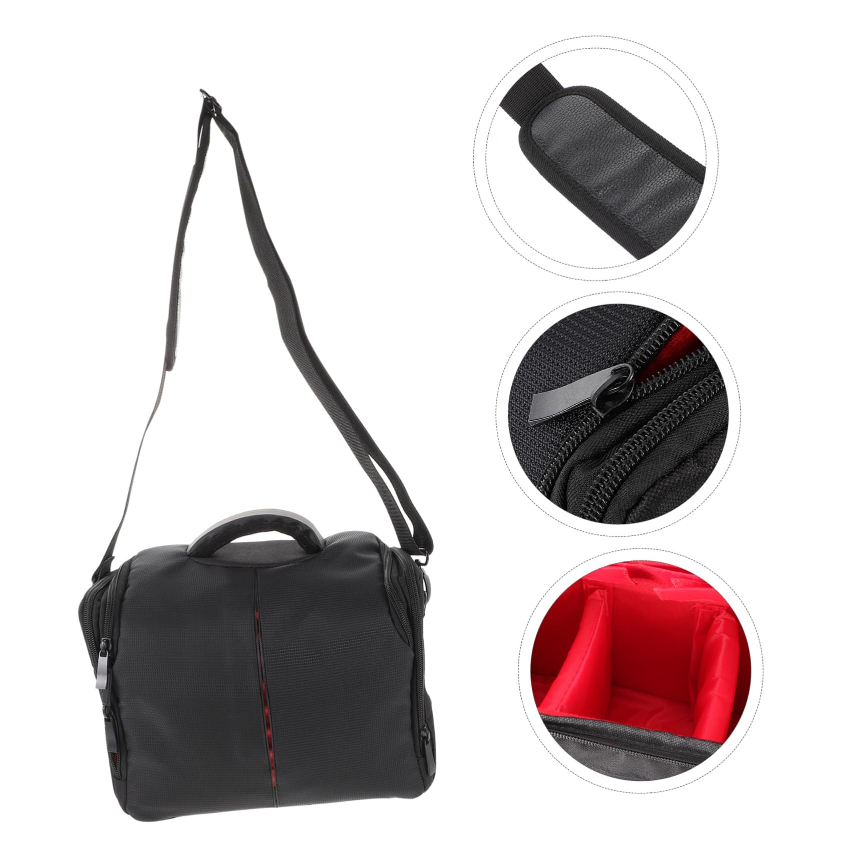Borsa per Fotocamera Reflex, Borsa a Tracolla Nera in Nylon e Pvc, Antiurto, Tracolla Regolabile e Tasche Interne