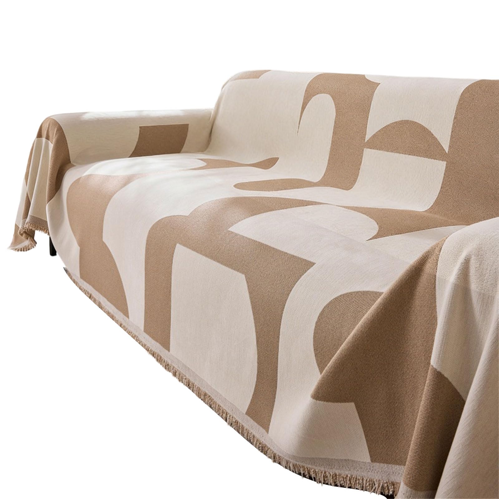 Nucelit Universals Sofa Cover Geometric Pattern Chenilles Fabric Couch Slipcover with Tassels Pet Furniture Protector for Home Use Furniture Protector Sofa Cover