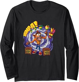 Crash Bandicoot Wumpa! Smoke Swirl Background Shot Long Sleeve T-Shirt