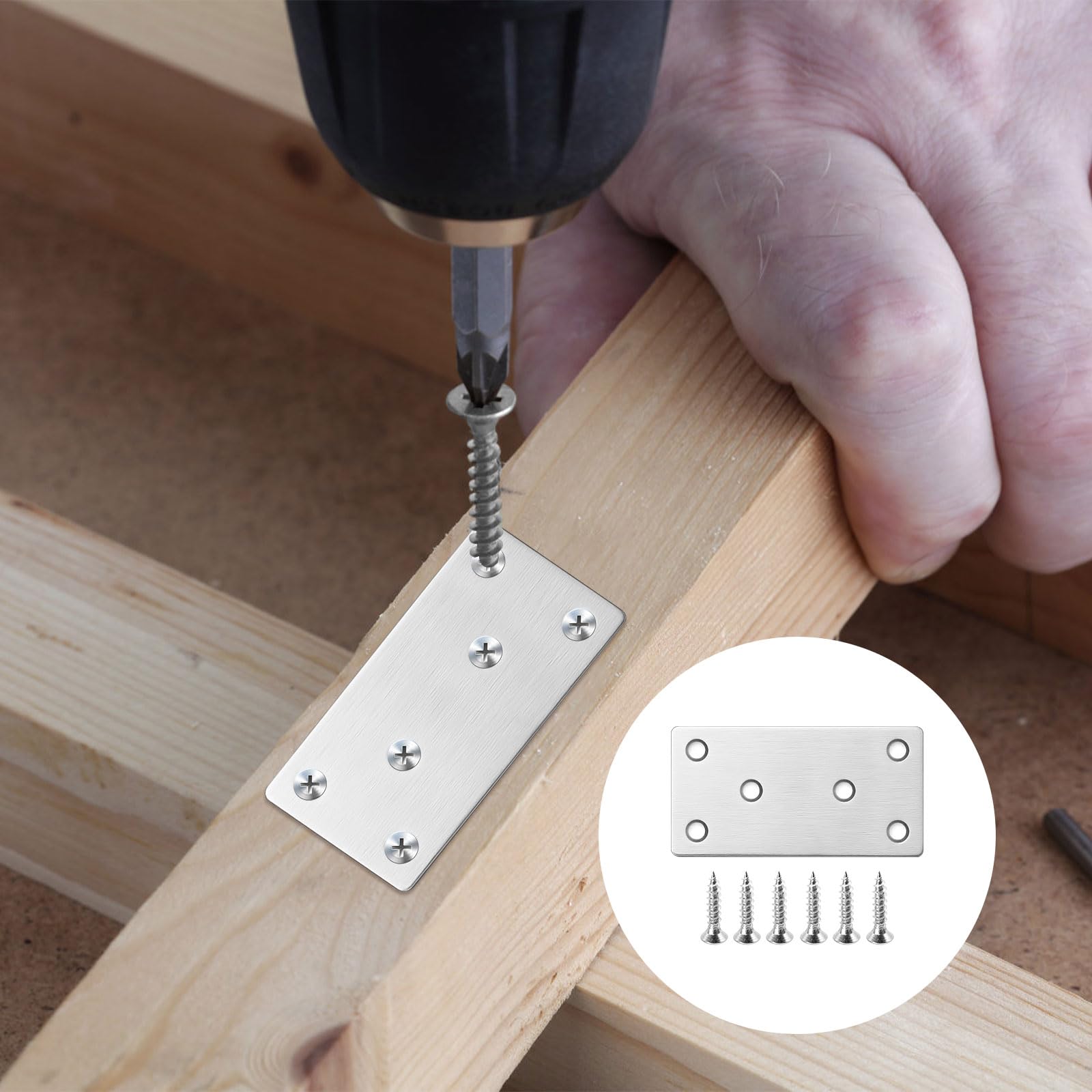 8 Pcs Sleeper Brackets Flat Stainless Steel, Metal Brackets for Wood Metal Plates - Image 4