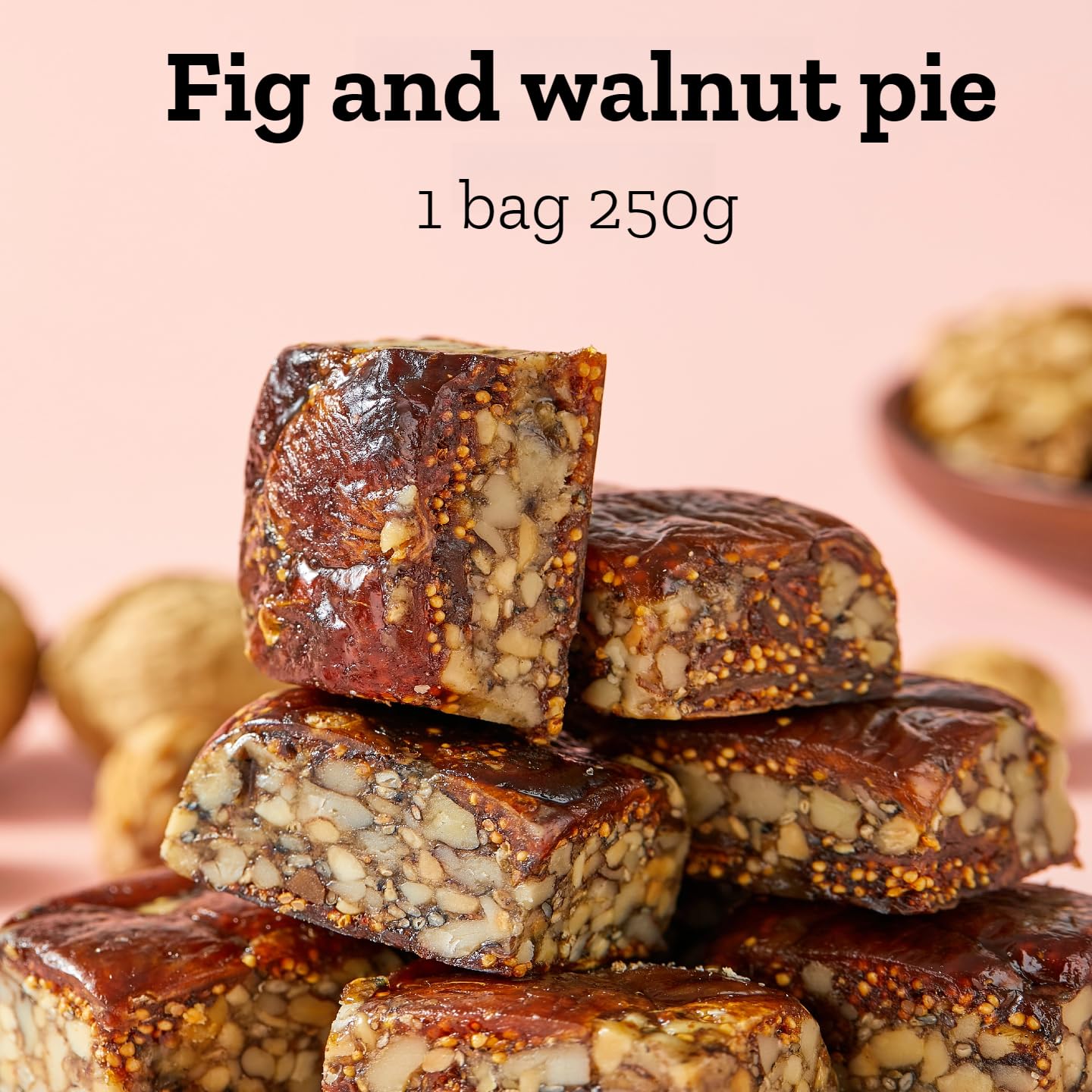 Black Sesame Fig Walnut Pie, 100% Nut & Fruit, Additive-Free, Thick-Cut, Soft & Crispy, Steam-Made, 250g | Healthy Natural Snack (500g)