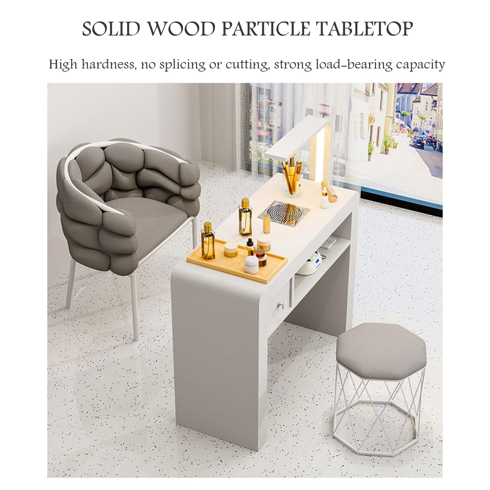 Tavolo per Manicure Tavolo per Manicure Tavolo per Unghie Moderno Tavolo Professionale per onicotecnica, Tavolo per Unghie per Salone di Bellezza con Aspirator,Glass Top-100 * 40 * 78cm