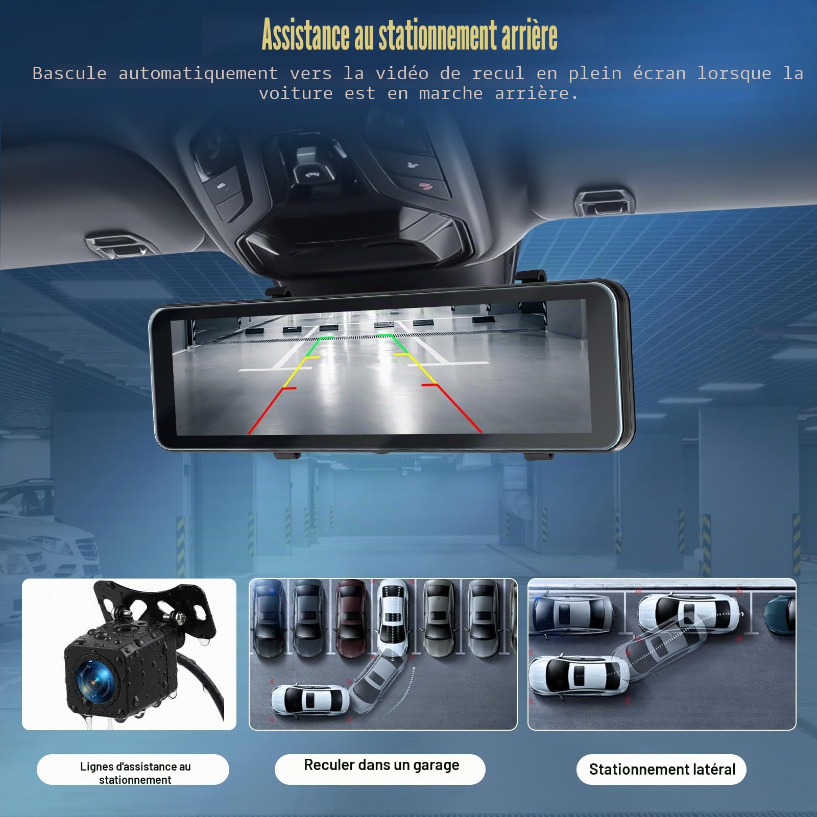 OiLiehu 4K Dashcam Voiture Avant et Arrière, AHD Rétroviseur Dashcam, 10,88" Écran Tactile avec G-capteur, Vision Nocturne, Aide au Stationnement, ADAS, BSD, LCA, Contrôle par Application, GPS