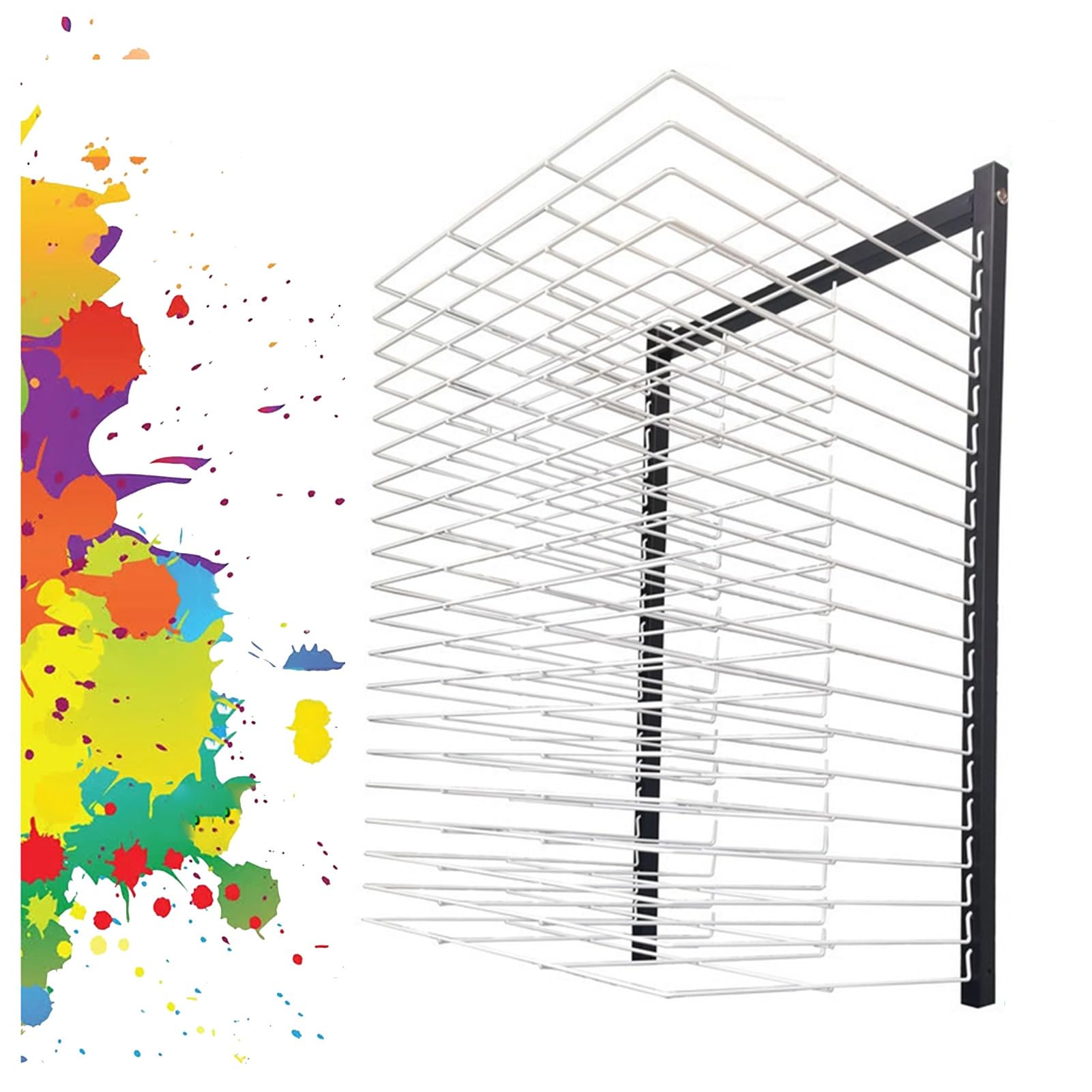 YINMAN Drying Rack,20 Layers Children's Art Drying Rack,Wall Mounted Classroom Studio Easel Oil Board,Work Drying and Display Office Storage Rack