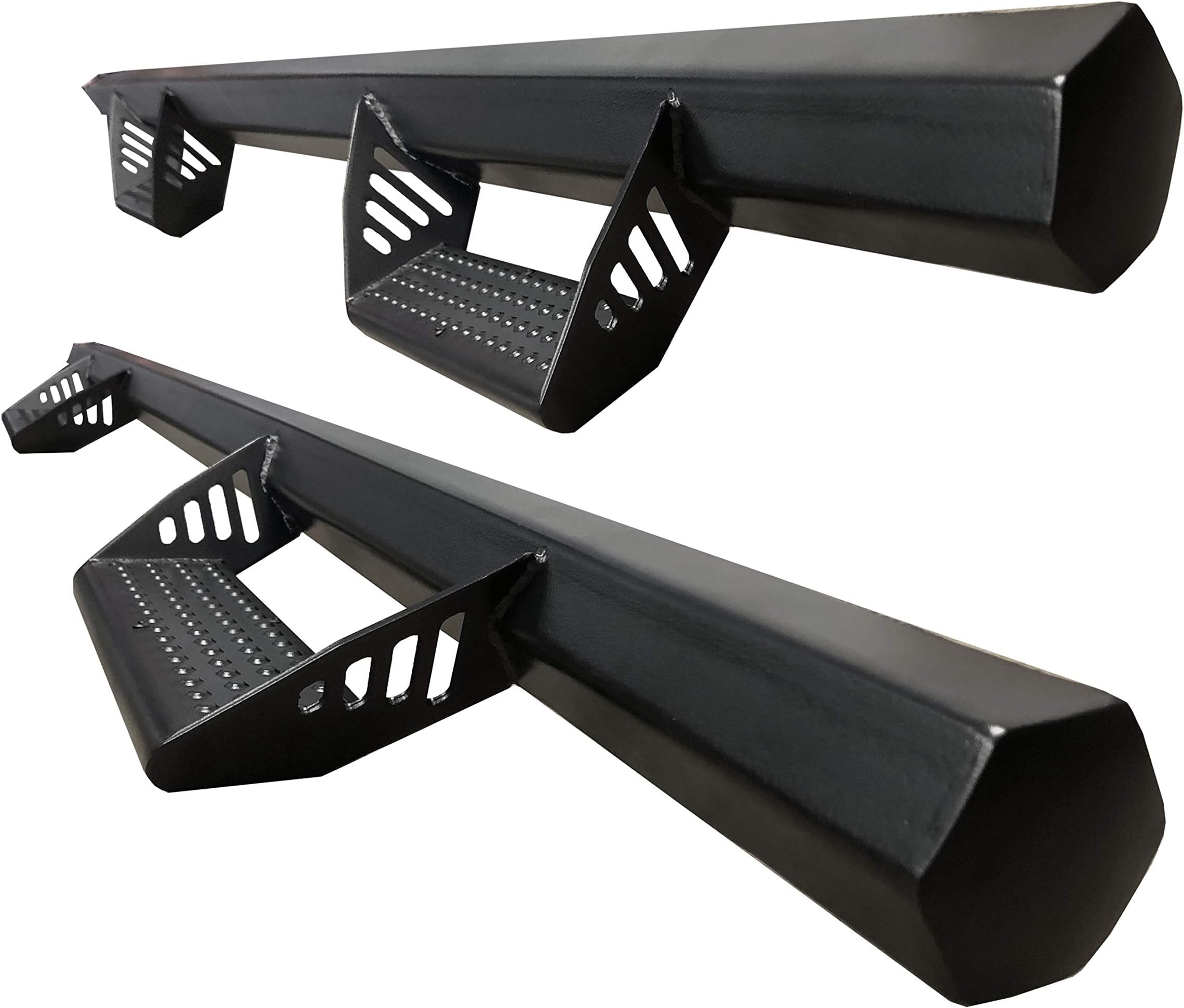Ajaa 2007-2018 Fit Chevy Silverado GMC Sierra Crew Cab Black HEX Style blk Step (NO Diesel) (Nerf Bars | Side Steps | Side Rails)