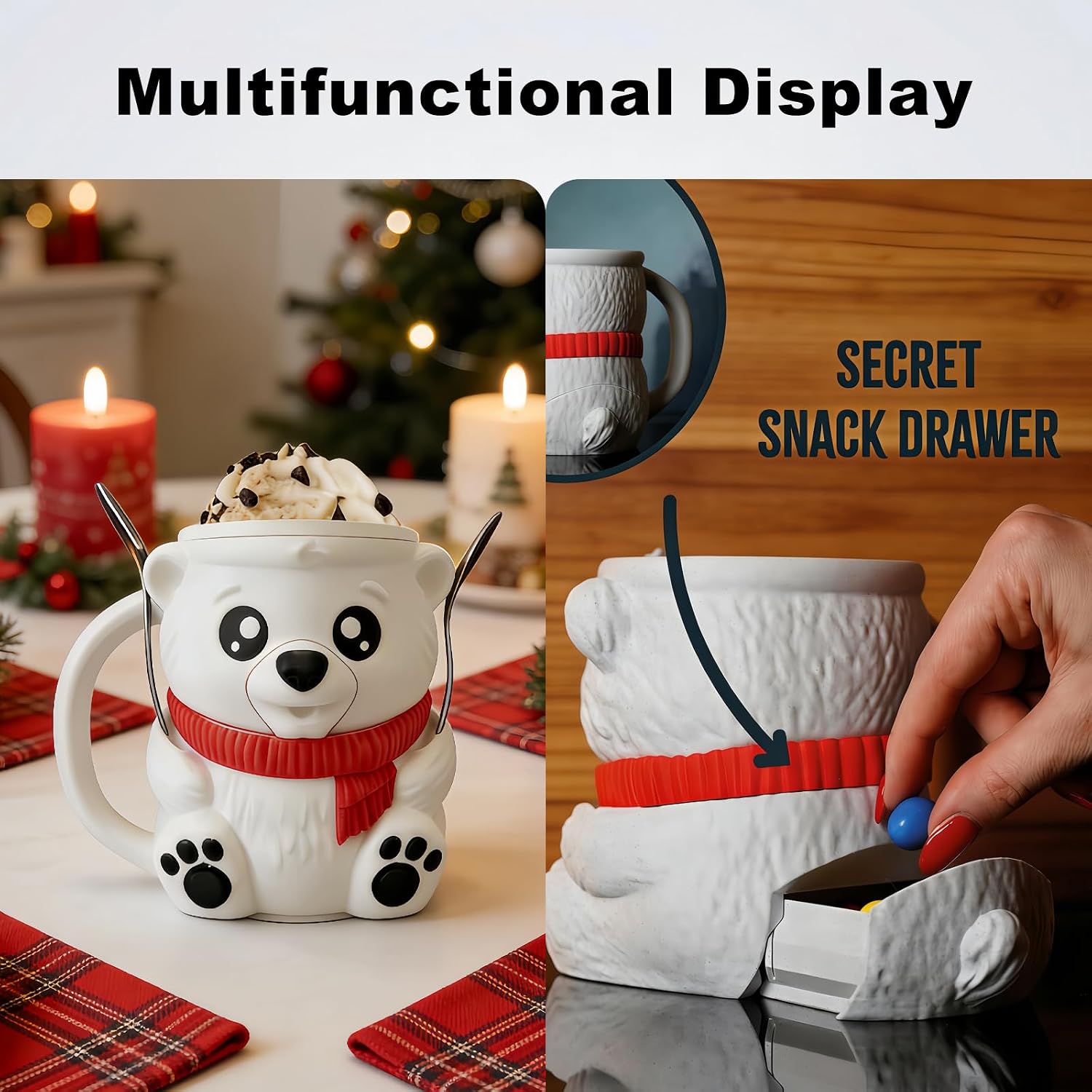 Ice Cream Pint Holder, Insulated Ice Cream Holder Sleeves for 16 oz Pints with Spoon Slots & Hidden Snack Drawer, Leak Proof Popsicle Cooler Container Cozy, Gifts for Animal Lovers