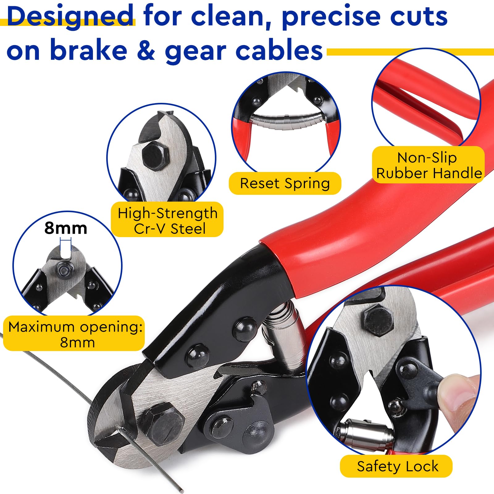 efuturetime Kit Cable Frein Velo 83 Pièces avec Pince à Câbles pour Vélo, Câbles Frein & Dérailleur Galvanisés, Gaines Bowden et Embouts, O-Rings - Cable de Frein Vélo pour VTT