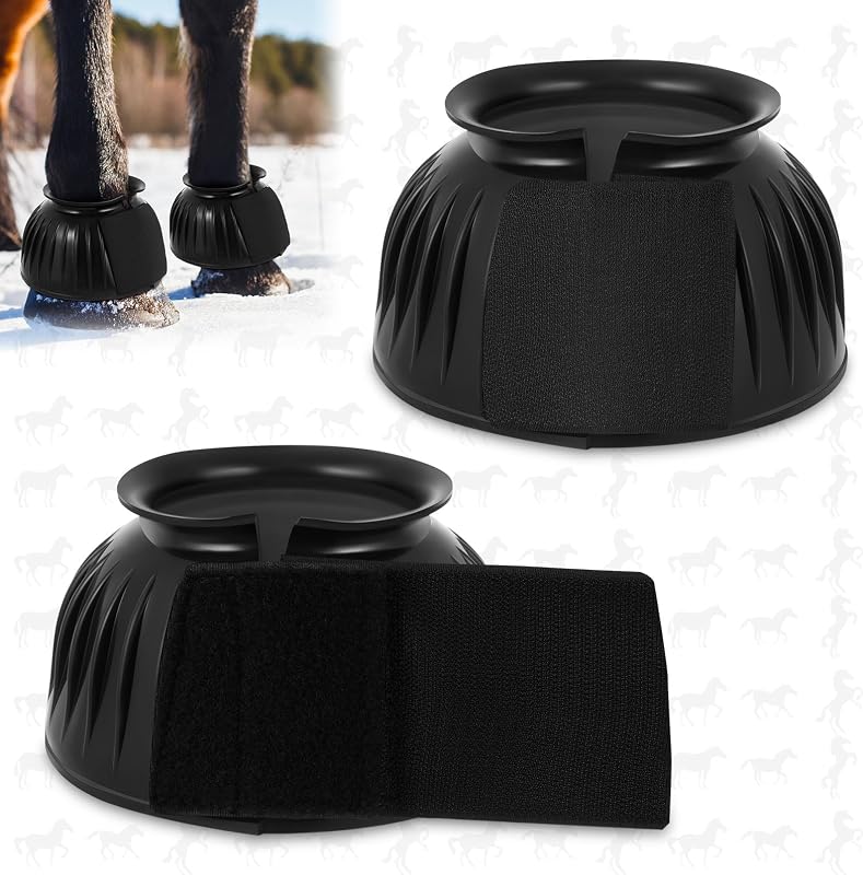Bota de Proteção tipo Sino para Cavalos Abbylike em Borracha Preta, Tamanho X-Large, 1 Par