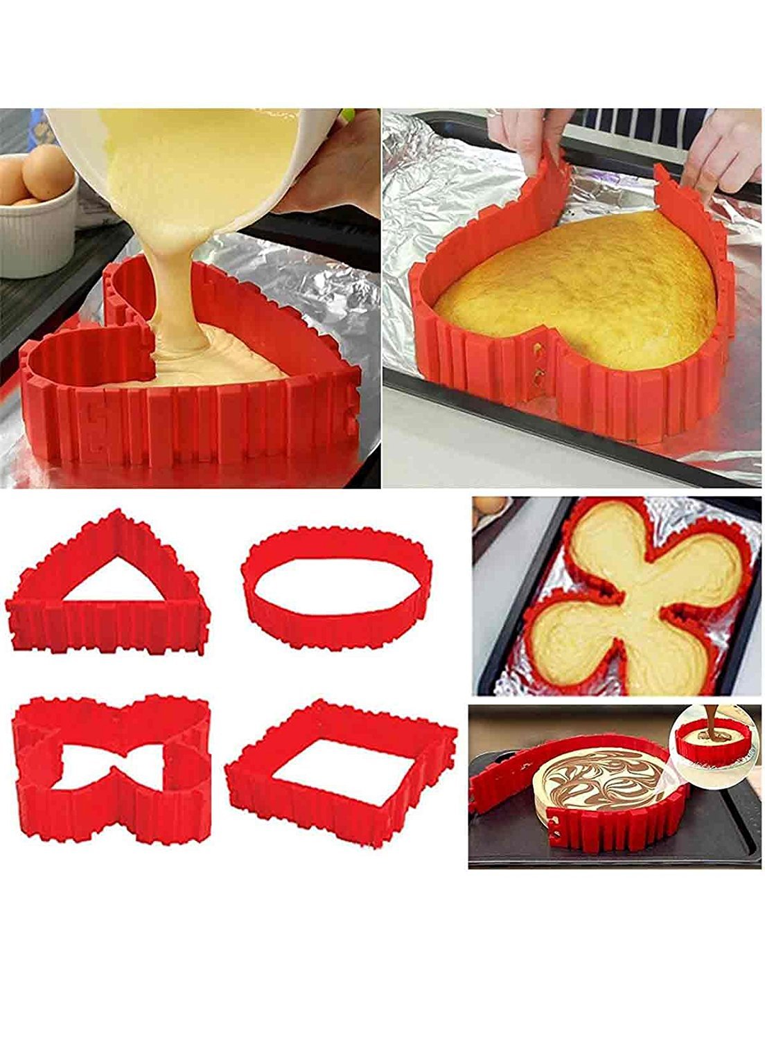 4squareSnake Silicone Multi-Shape Imagination Cake Mold Baking Tools | to Use This Tool Made Different Shape Cake at Home Or Kitchen