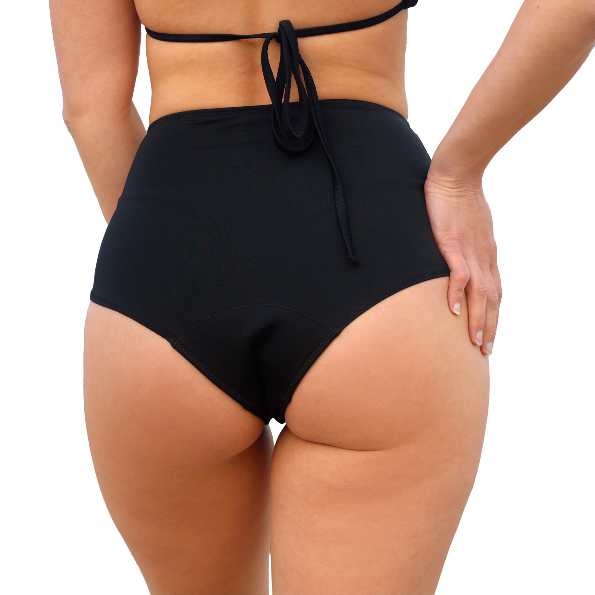 MYLILY Bas de Maillot de Bain Menstruel Taille Haute Effet Ventre Plat pour Femmes & Filles | Piscine & Mer | 3-4 Tampons, Anti-Fuite, Neutre Odeur, Oeko-TEX