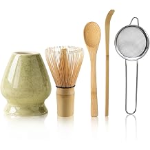 Set of 5 Matcha Whisk Set Matcha Set with Whisk and Spoon Scoop, Ceramic Whisk Holder Matcha AccessoriesMatcha Green
