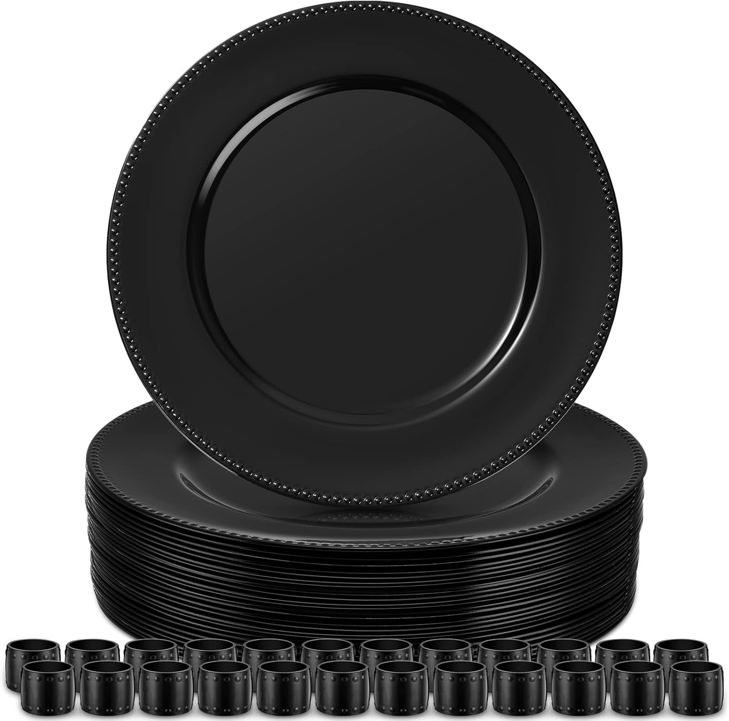 24 Pieces 13 Inch Round Charger Plate with Matching Napkin