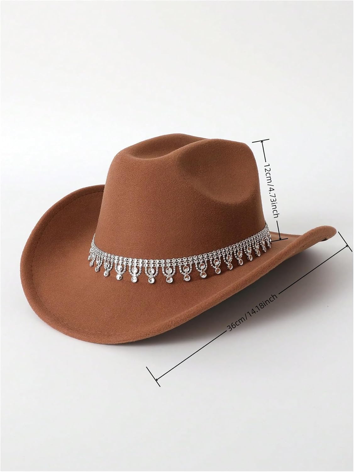 Women's Rhinestone Sequin Fedora Cowboy Hat Boho Western Wide Brim Cowgirl Hats - Image 2