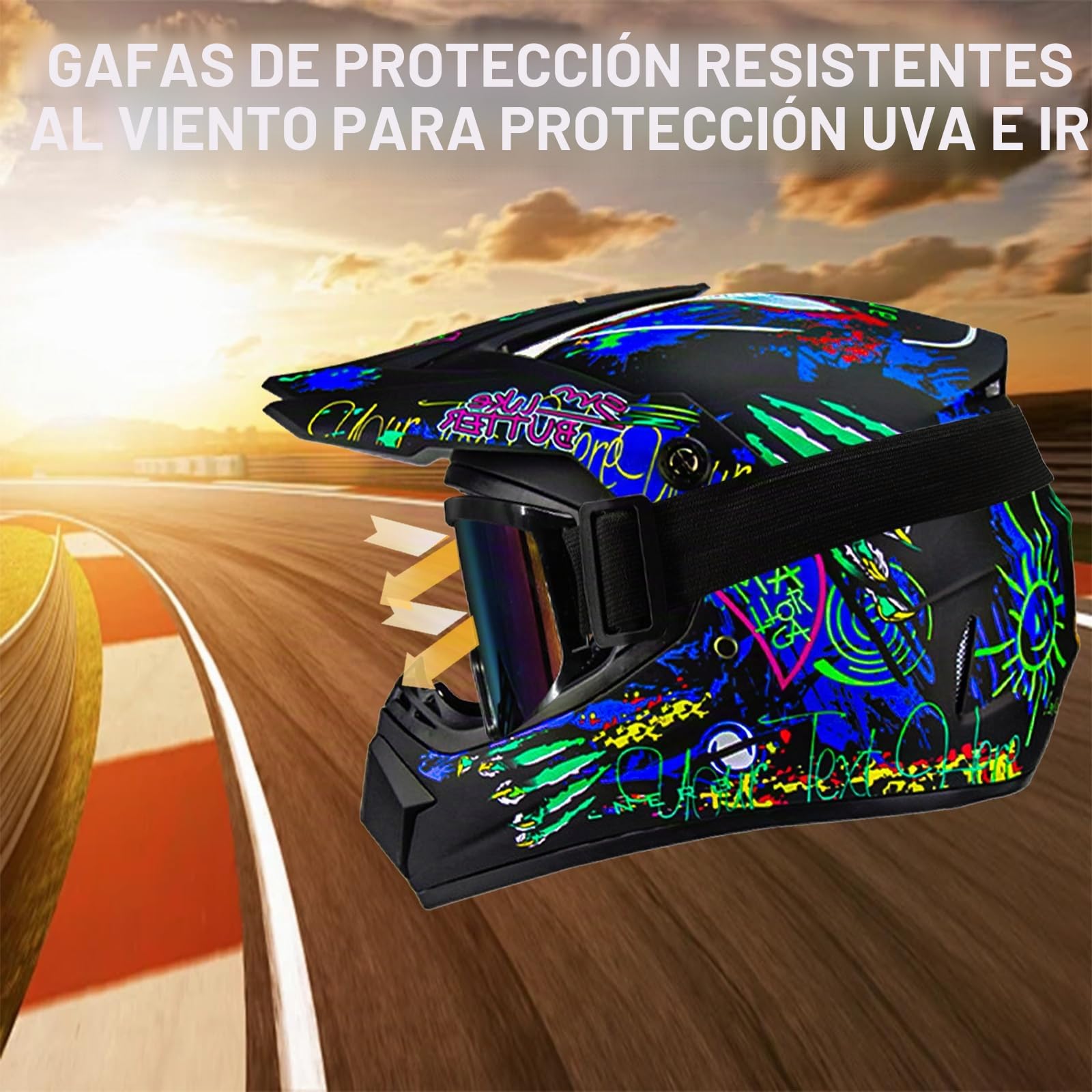 Casco de motocross Fullface MTB Downhill, casco de moto para niños, juego de casco para hombre ATV casco certificado DOT casco con guantes máscara gafas jóvenes