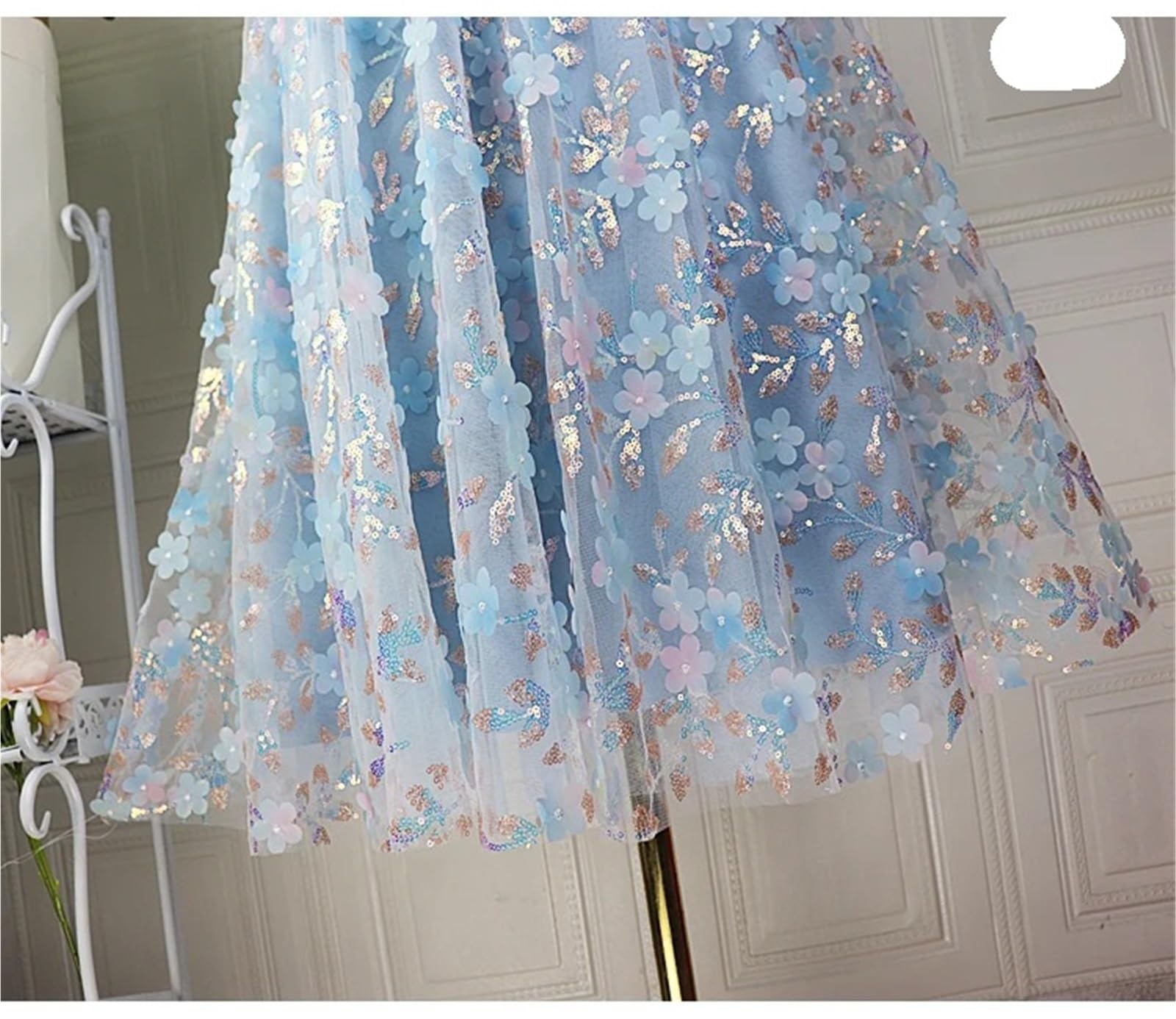 Gonna in Rete con Fiori Ricamati Paillettes Glitterate Weet Fairy