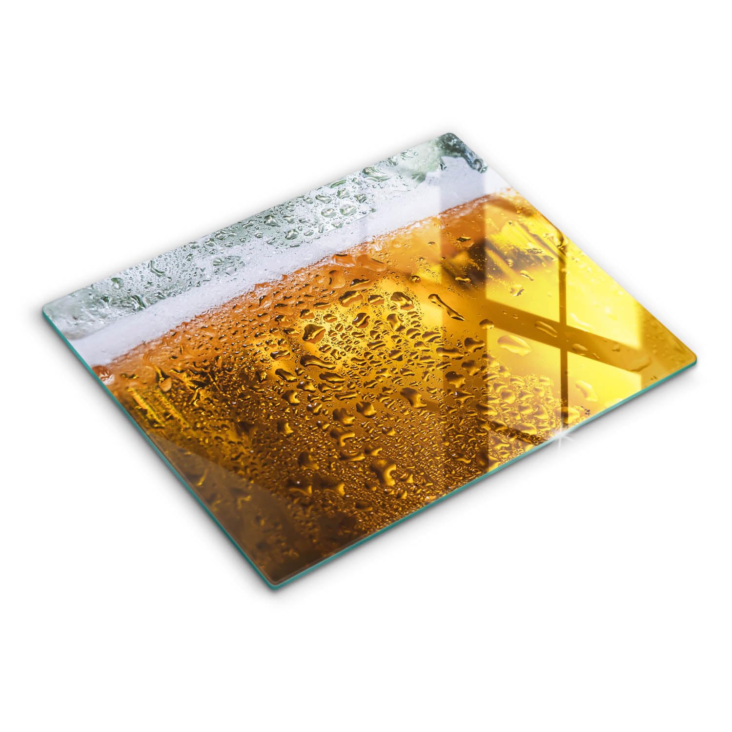 Planche à découper 52x40cm Wallfluent motif verre de bière en verre résistant