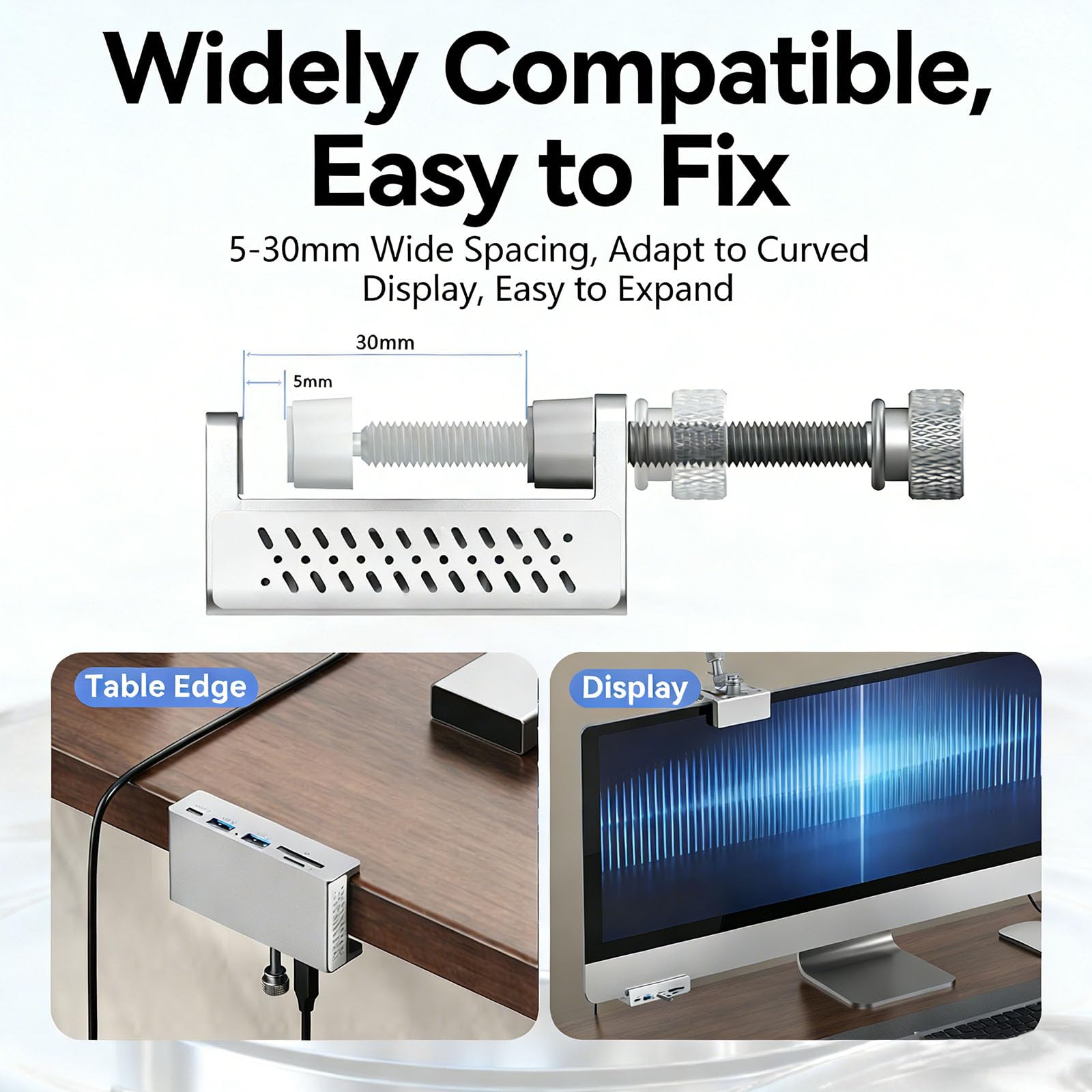 Innowacyjny adapter 7 połączeń typu C z jasnym wyświetlaczem wizualnym 4K 60Hz i gniazdem na kartę pamięci Hub USB C
