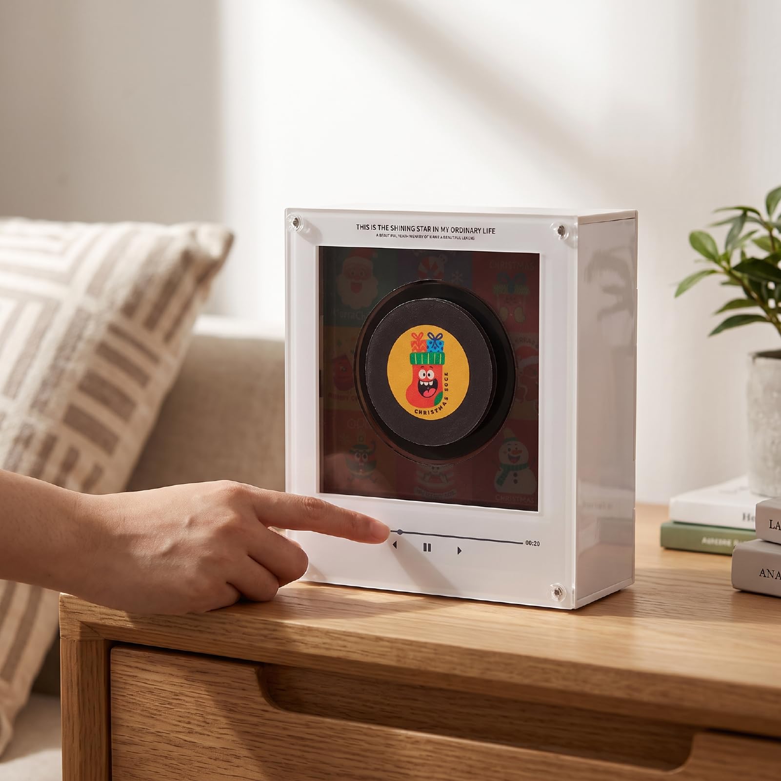 Sxhlseller Lettore Musicale NFC di Natale con 9 Dischi e Luce LED