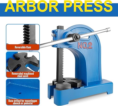 Vista 12 de Prensa de eje de 1 tonelada de alta resistencia, prensa de eje manual, altura máxima de 5.5 pulgadas, prensa de escritorio de hierro fundido