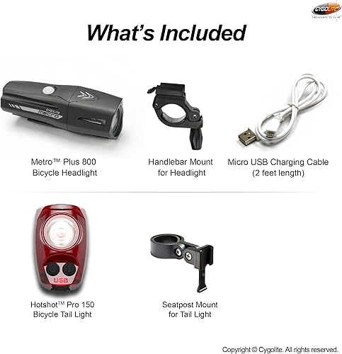Miniatura 7 de Cygolite Metro and Hotshot Bike Light Set - 850, 800, 750, Lumen Front & 120, 150, 100 Lumen taillights